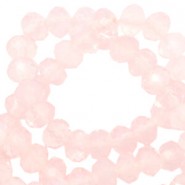 Top Facet kralen 4x3mm disc Crystal coral pink-pearl shine coating